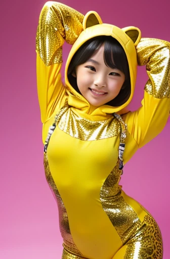 ((8K)), highest quality, 超High resolution, (Surreal)、(High resolution), 1 woman, idol, ((yellow idol costume)), Overweight, extremely fat, ((Chubby)), crawling on all fours, stage