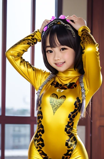 girl dressed in tuxedo and white gloves, INSIDE A CIRCUS, I ask a robotic tiger, well crafted composition, blue and yellow color palette