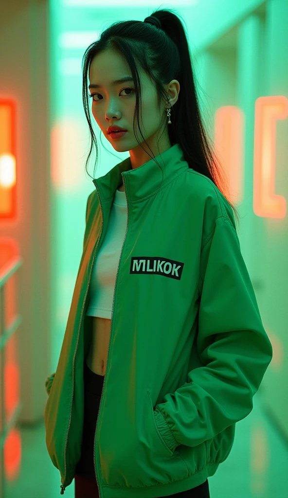 Realistic images, Street photography, a Thai woman, empty street, Yellow Shirt, Rain, rainy, night, dark, Rain, Japanese, Japanese signs, neon signs, blade-runner style, intricate, hyper-detailed, realistic, ultra-realistic, high quality, ultra detail, crazy detail, photo realism, 8k