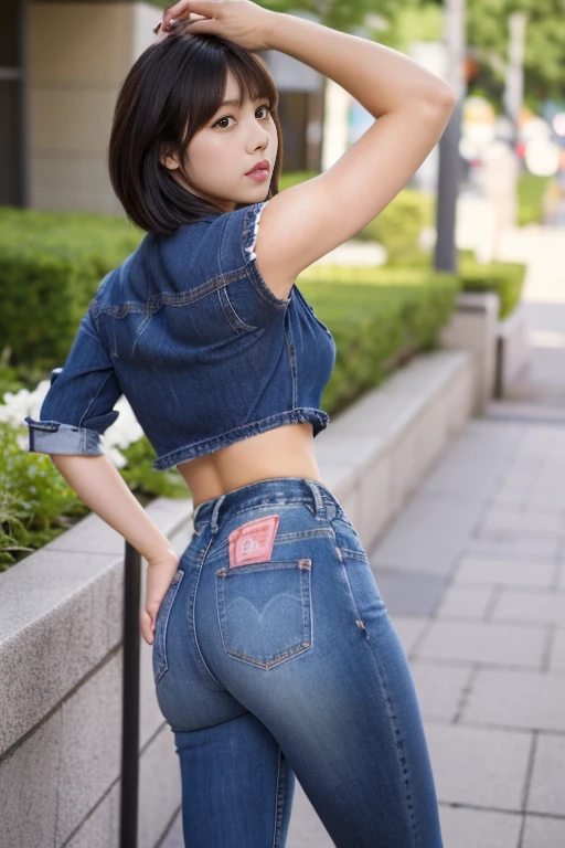 masutepiece, Best Quality, 超A high resolution,(photographrealistic:1.4) (depth of fields),(Lens Glow) ,Sony α7, 35 mm, F1.8, ((hotpants、s ass:1.2,))、
She Hot Pants、The whole scene is、You need to capture the atmosphere of a thrilling and fun event at the theme park, Vivid colors and vividness. Convey the joy and fun of immersing yourself in playfulness and dynamics. Low_ponytail or bob_Cut or Updo or Short_hair.
White fair skin, Cute, portrait of japanese famous actress)), ((Bow:1.6, Detailed High Quality Jeans Hot Pants:1.2,action)), is standing:1.5,wide hips,Dynamic Angle, Beautiful perfect body,is standing、posterior view、