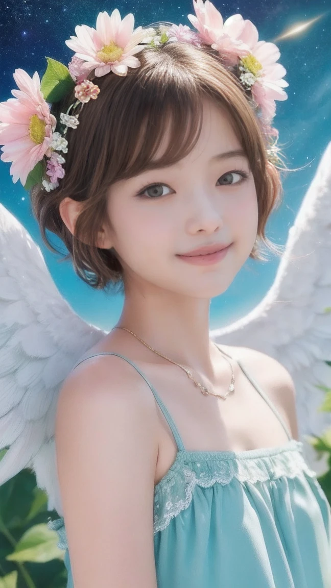 fictional character, NSFW, Extremely realistic, UHD, Ultra detailed, Focus, ((Best quality, 8K, Raw, Photography realistic:1.5)), (Masterpiece, Extremely high quality), hyper realistic skin, epic skin, 1girl, very cute, 18 years old, young girl, very beautiful face, perfect face, hyper realistic face, realistic pupils, perfect lips, wet lips, realistic lips, ultra detailed face, short hair, wearing a crown, gold necklace decorated with colored diamonds, has white shining big and wide wings, sweaty, no clothes, beautiful body, naked body, nude body, big breasts, breast exposed, realistic breasts, very body wet, (wet body:1.3)), pubic hair, vagina exposed, she is an angel, shitting in the rock, bathing,bathing activity, in a small lake, waterfall in the background, in the forest, body shining, several pieces of white cloth on black rocks, very clear water, lots of fish, fish in water, beautiful views, flowers, birds, full body shot portrait, best auto color balanced, highly detailed, hyper realistic shadow, hyper realistic dramatic lighting, cinematic ki, Hyper realistic background, hyper realistic for all, ultra detail for all, Ultra clean photo, ((Art photo result of Leica M3D-2 Camera and Canon lens 5200 mm f/14))
