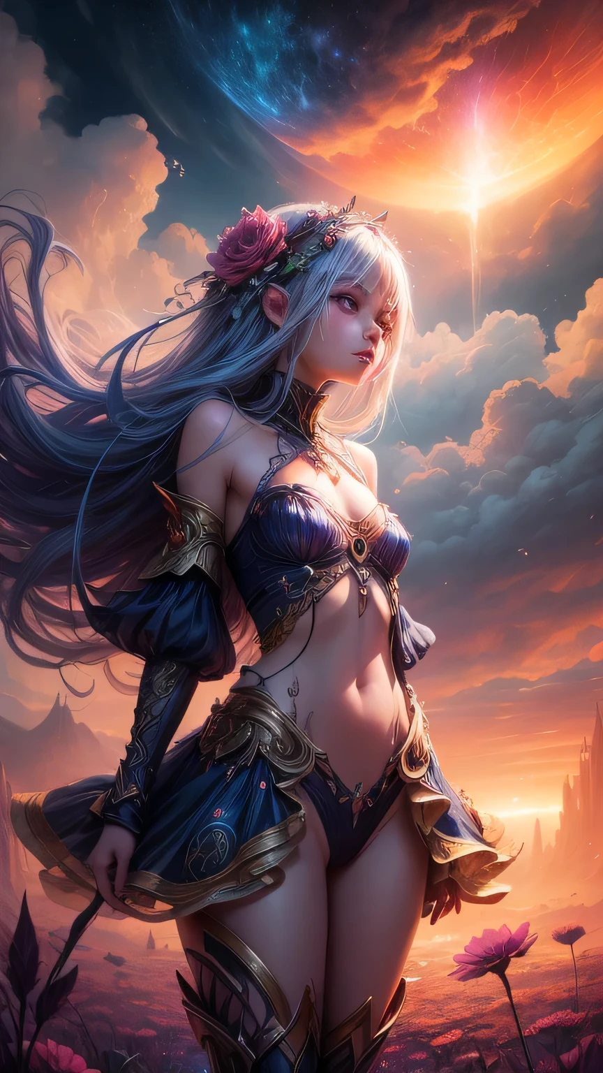 Dark magician gilejor quality, ((Masterpiece)), (detailed), Blonde, thin , thin , seductive succubus, Ethereal Beauty, Perched on a pink flowering tree, (Fantasy Illustration: 1.3), charming look, captivating pose, dark magician gils girl alone, delicate butterfly wings, otherworldly charm, mystical sky, (Luis Royo:1.2), (Yoshitaka Amano:1.1), Moonlit morning, Soft colors, (nubes detaileds:1.3), (high resolution:1.2) ( dragon flying in the sky) dress, legs hanging over the pond, , realist, realism, sexy body, Desert Landscape. blue heels. Sejustive pose and