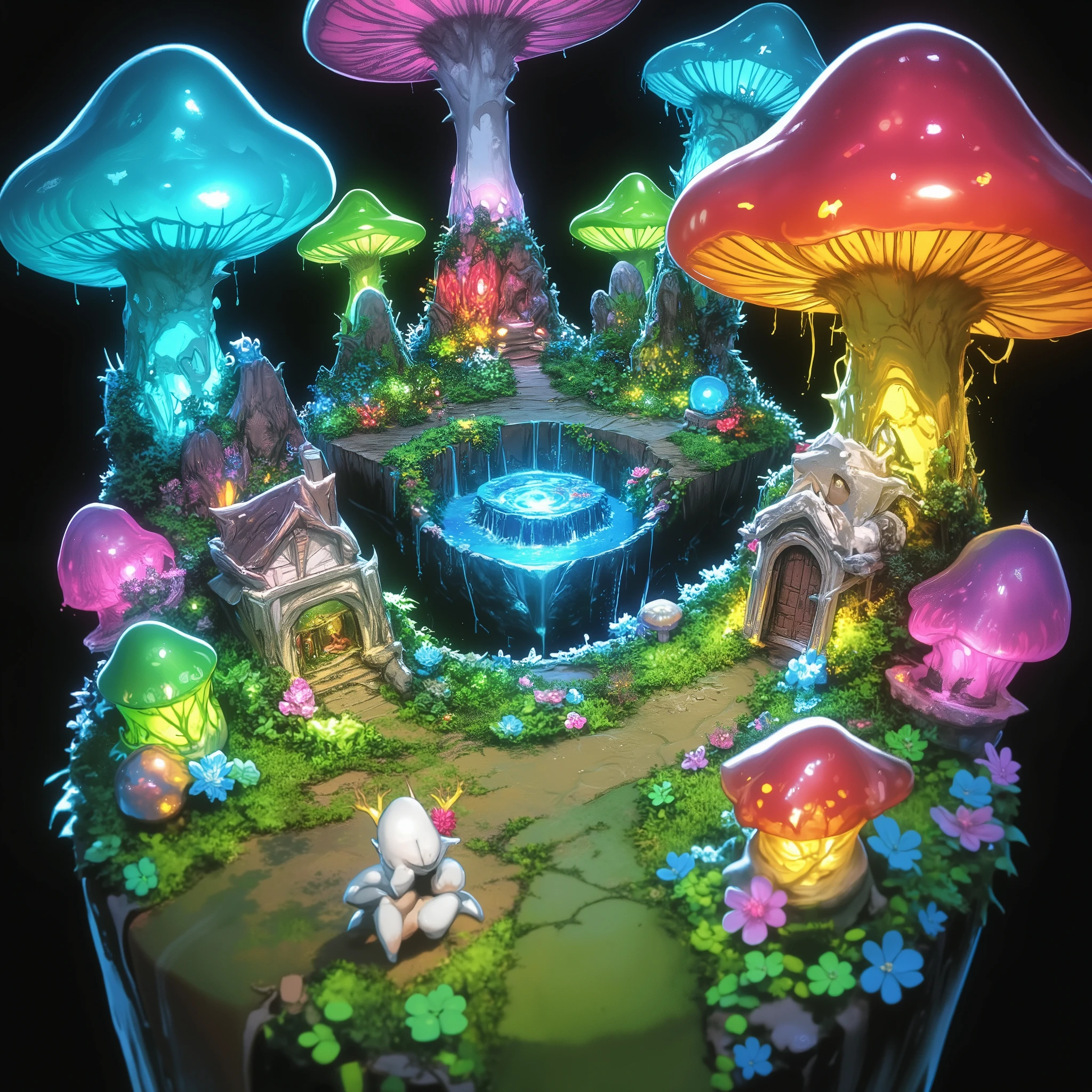 a magical miniature garden created by witches 、 magical effects 、 Miniature Worlds 、 Temporary initial peace and domesticated spirit 。