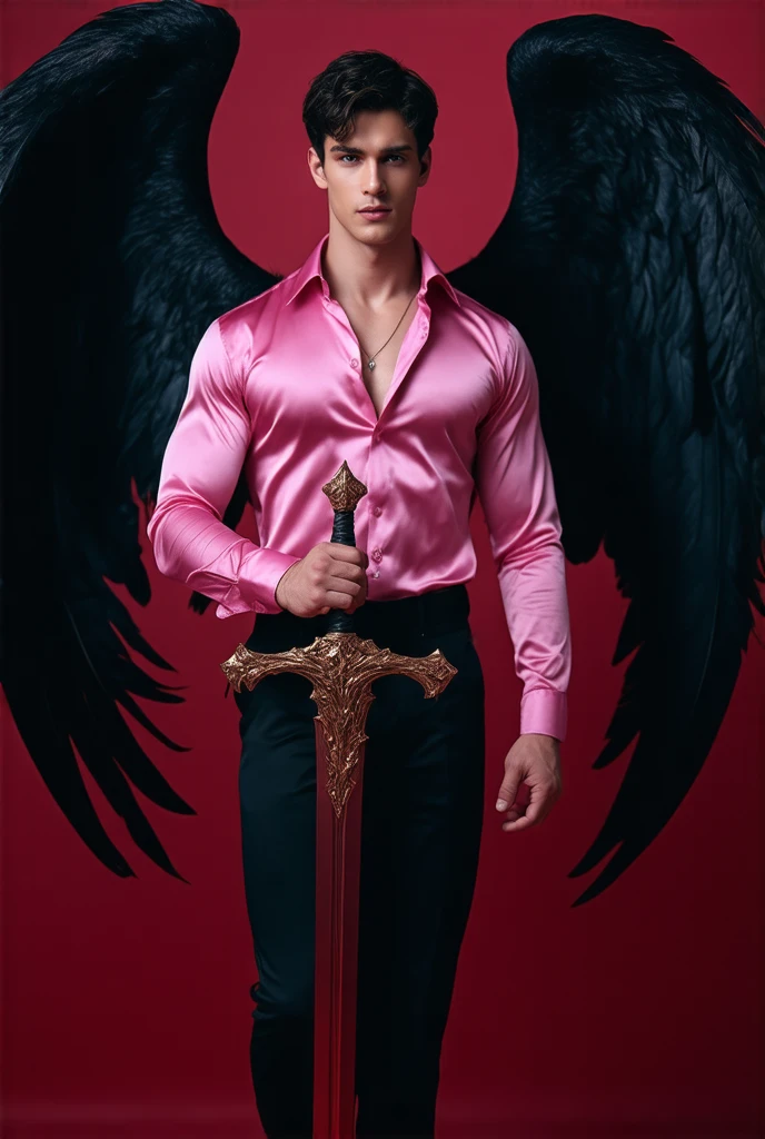 masterpiece, realistic, photographic, 1boy, a sexy young Roman Catholic priest turning into a hot male demon with red skin, black hair, glowing red eyes, long black claws on his fingers and large horns as well as a massive demonic wingspan, he is wearing a black loincloth, bursting out of his ripped and torn priestly robes showing his muscular pecs, abs, biceps, shoulders and perky nipples. A seductive expression on his face, he is surrounded by glowing human skulls, stained glass windows inside the interior of a gothic church background