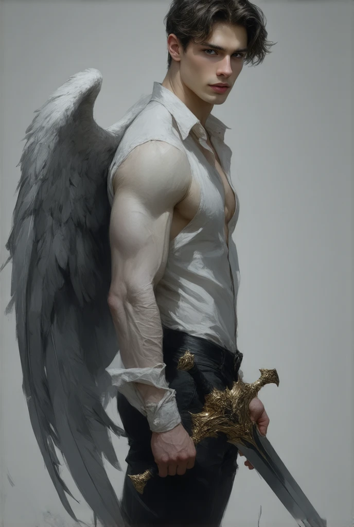 (8K, RAW photo, Highest quality), (full-body shot:1.5), (blue eyes:1.6), (18 years old:1.5), (white pale skin:1.6), (short hair:1.7), (silver hair:1.3), (wavy hair:1.3), (evil black angel wings:1.9), (black cloak:1.6), (evil presence:1.5) (horror:1.6), Realistic, (((1 perfect penis:1.3))), 1 amazing penis, (((1 nice penis:1.2))), 1 beautiful penis, 1 great penis, 1 male penis, male scrotum, perfect scrotum, male structure, male genitalia, handsome man,frontage, Intricate details, Extremely detailed eyes and eyelashes, Muscular male, Manly, masculine, Soft lighting, Cinematic lighting, Portrait, Exposing the pectoral muscles, male model, muscular, ripped, defined body, Digital SLR, hyper qualit, Fujifilm XT3, Crystal clear, 8K UHD, High detail, Ultra photo realsisim, haar, ((Realistic skin), ((pores)), ((high detail skin)), volumettic light, groin, far, complex 3D visualization, high detail, 1 handsome young man (nsfw) looking at the viewer (Pureerosface_V 1:0.6), pure, genuine human skin , (bare chest), muscles, vivid details, hyperrealistic, beautiful background, octane rendering, best quality, masterpiece, extremely detailed, computer graphics, unity, wallpapers (realistic, photorealistic: 1.37), (((anatomically correct:1.4))), stunning, fine details, masterpiece, best quality, official art, extremely detailed CG unity 8k wallpapers, (((Full Body))), ((Correct body structure)), (((Correct dissection))), (((Depth of field:1.5))),