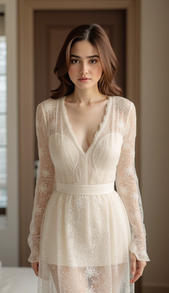 Professional digital photo,  tv_Andromeda_MXAI, (((Ultra-HD-details, Ultra-HD-detailed, Ultra-HD-realistic))), ,  , clever expression, wearing an ornate wedding dress, elegant makeup, pink lips, standing by the altar, ornately detailed glass mosaic in the background, ((full body shot)),, 8k resolution, highres, high detail, sharp focus, detailed skin,  8k uhd, bokeh, analog photography