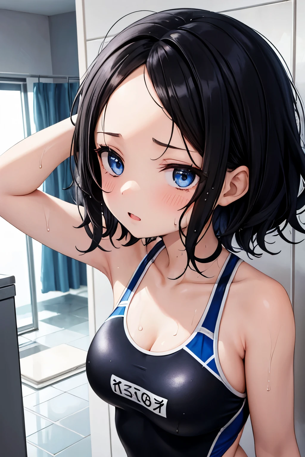 One lady,12year old,japanes,(((Sportsbra))),portlate,,Wet with sweat,Natural smile,Clothes are wet,(((Nariko Saten)))High quality, detail, Depth and finesse。stares at the camera。Use of fisheye lenses、Beast hairstyle ban、Maintain finger shape、impact-resistanthigh-quality, detail, Depth and 3D effects。Worthy of 16k wallpapers。The texture of the material changes.、Realistic expression.。Official art。Natural light,((Realism: 1.2)), dynamic far view shot,Cinematic lighting, Perfect composition, by sumic.Has a small, ultra-detailliert, Official art, masutepiece, (Best Quality:1.3), glint, Highly detailed CG Unity 16K wallpaper, Detailed background, masutepiece, Best Quality, (masutepiece), (Best Quality:1.4), (超A high resolution:1.2), (hyper realisitic:1.4), (Photorealistic:1.2), Best Quality, High quality, hight resolution, Detail Enhancement,