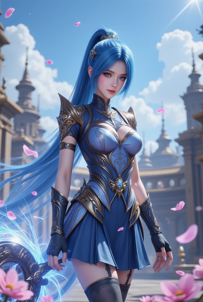 a close up of a woman in a silver and blue dress, chengwei pan on artstation, by Yang J, detailed fantasy art, stunning character art, fanart best artstation, epic exquisite character art, beautiful armor, extremely detailed artgerm, detailed digital anime art, artgerm on artstation pixiv, armor girl