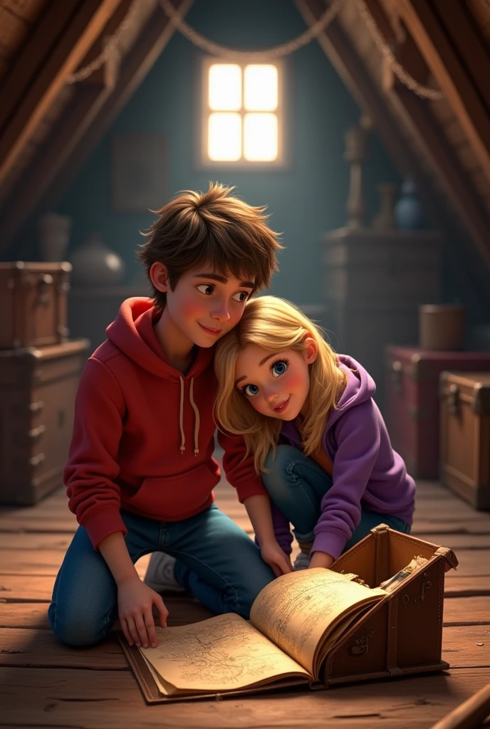 Create an image that captures the magical bond forming between Lily and Max as they clasp the bracelet around their wrists."