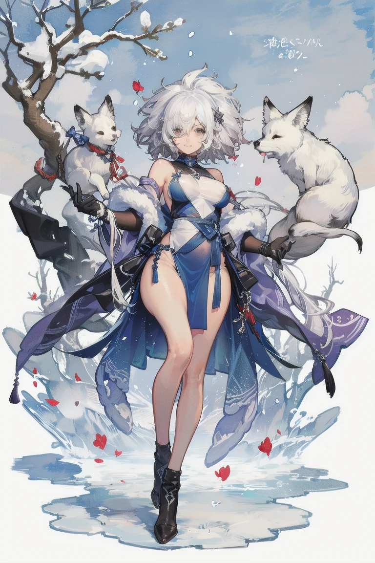 long hair, anime girl in a bikini with a cat ears and tail, holo is a wolf girl, fullbody commission for, fox nobushi, holo if a wolf girl, white - haired fox, white fox anime, oc commission, female fursona, full body adoptable, anime full body illustration, white fox ears, white fox, female anthropomorphic wolf, beautiful alluring anime woman, detailed anime artwork, anime art wallpaper 8 k, detailed digital anime art, advanced digital anime art, anime art wallpaper 4 k, anime art wallpaper 4k