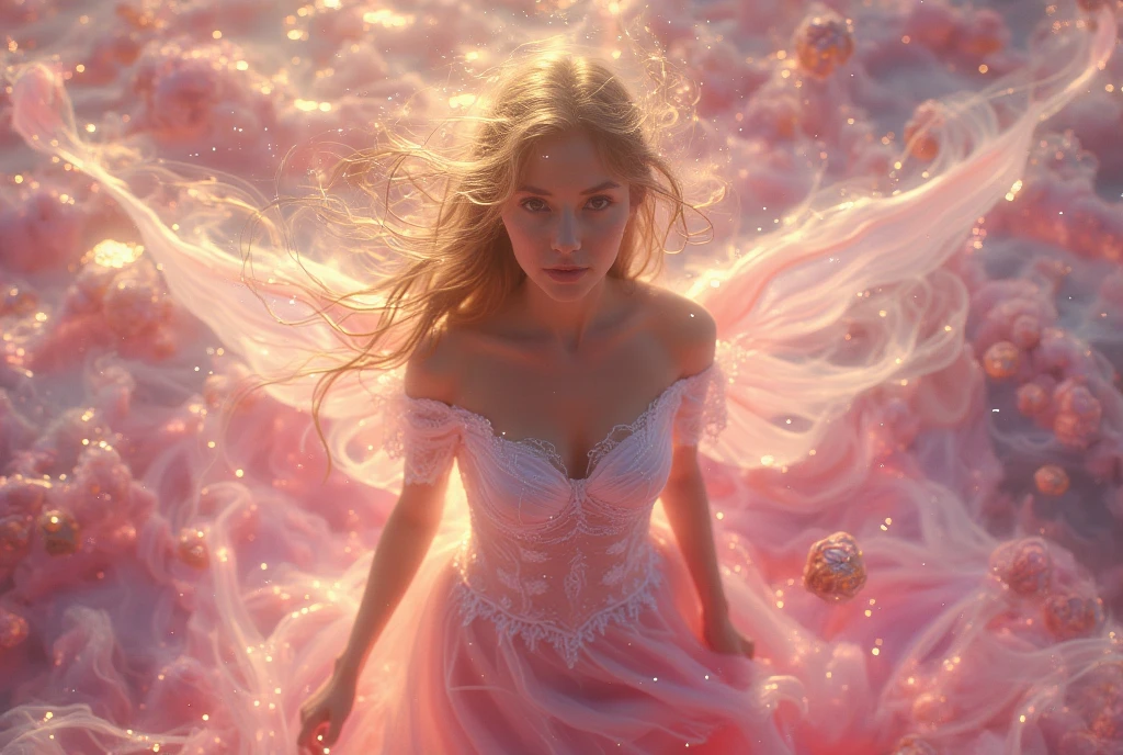 top angle:1.4, dramatic angle view), 1girl, masterpiece, Realistic, hyper realistic, best quality, best details, rich details,
Magical Dessertland, 