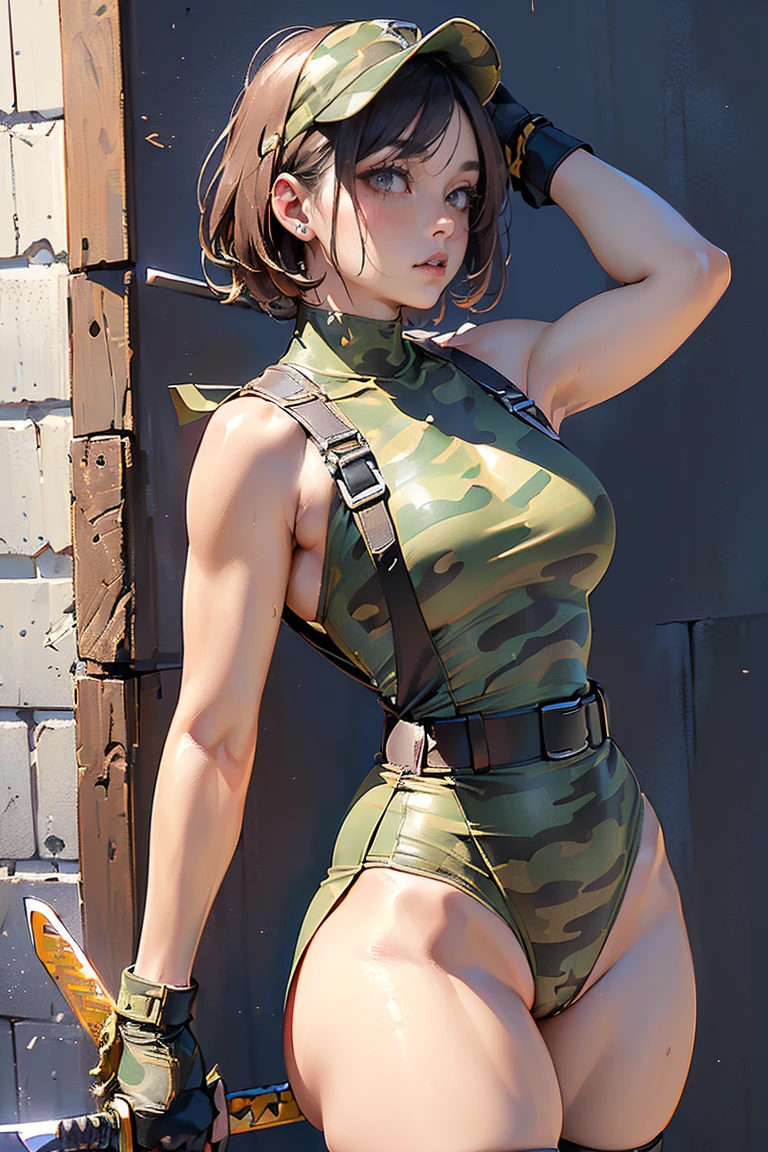 1 girl, beautiful short hair defines the body, wearing Hulk cosplay