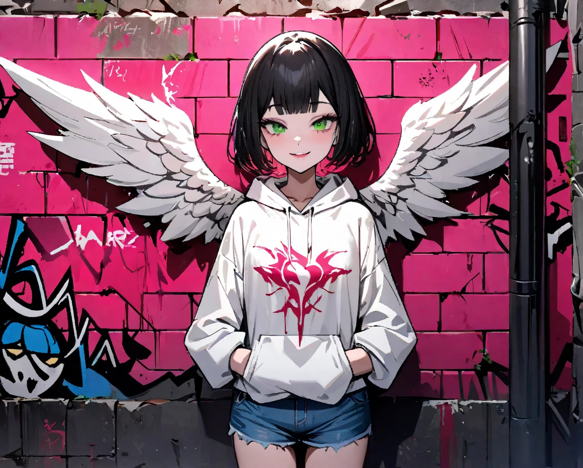 (masterpiece, best quality:1.2), solo, 1girl, kisaragi ren, smile, looking at viewer, black jacket, shirt, black pants,biting own lip,annoyed,angry,crying,crying with eyes open,bedroom