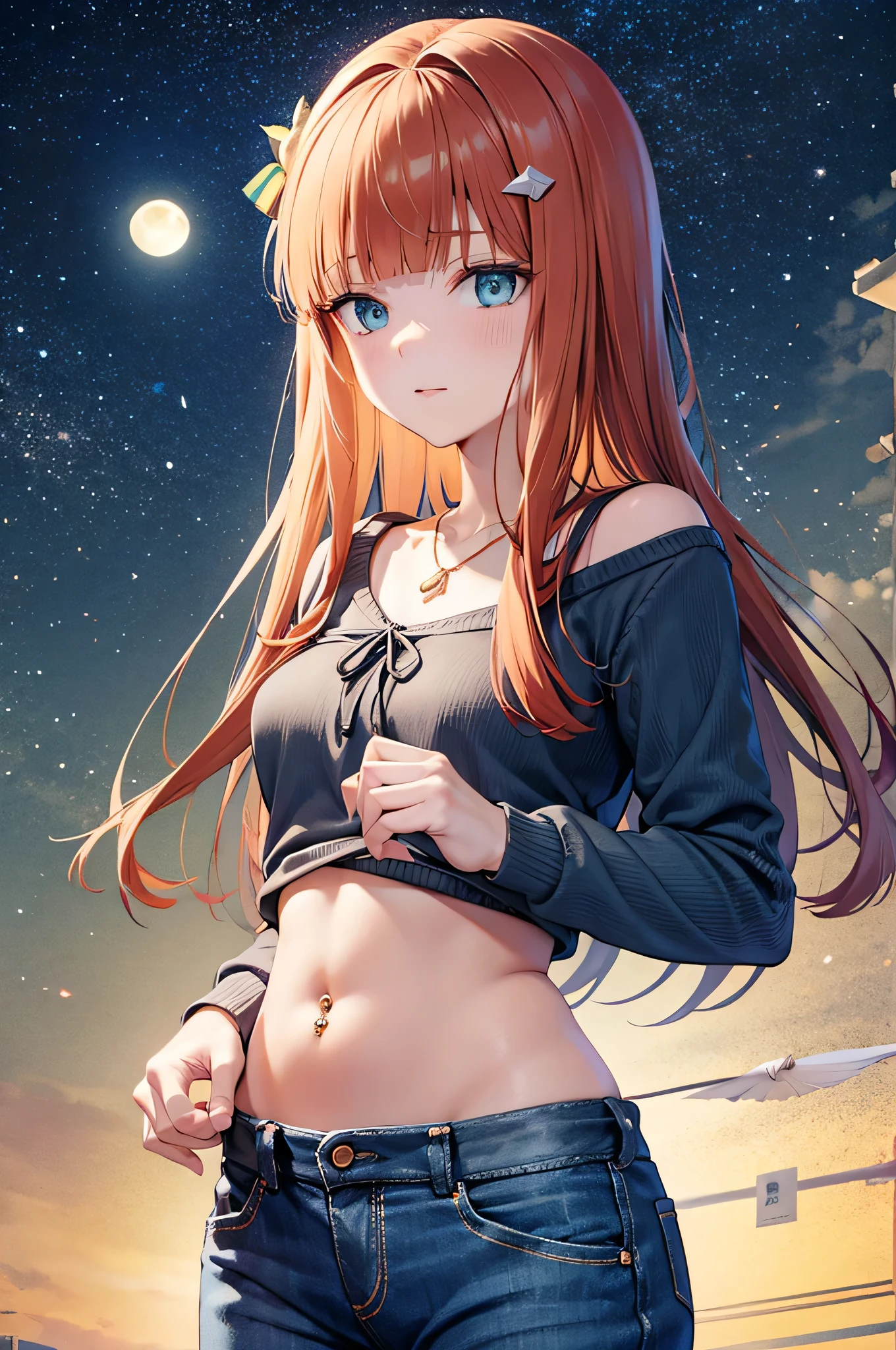 silence suzuka、 sweater 、Has a navel piercing