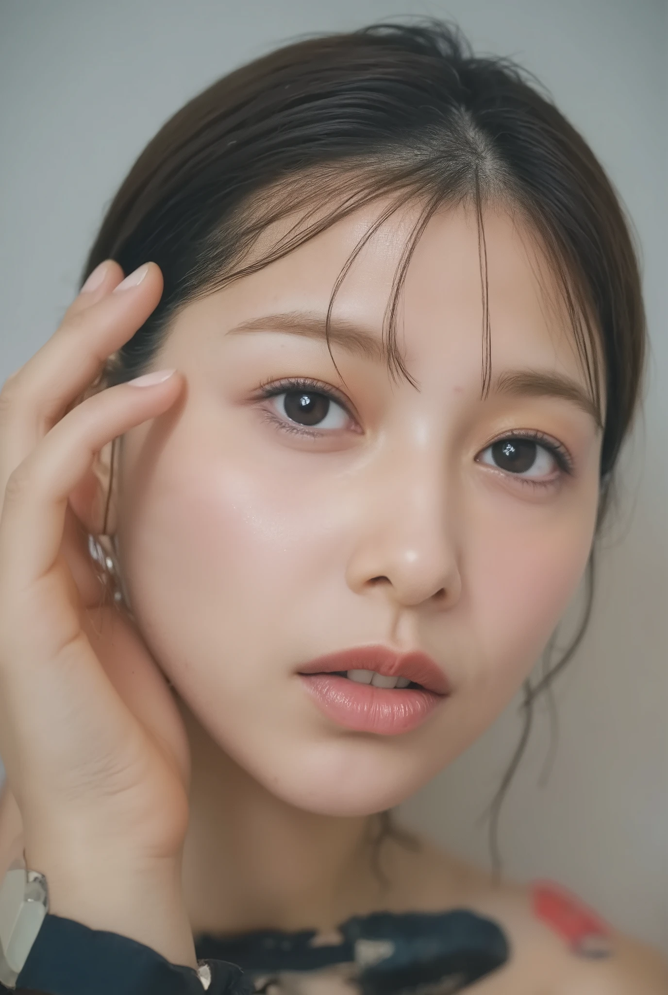 Hotel bath changing room,((nsfw)), ((1girl:1.8)), (((Upper Body Shot,SNS selfie))), (((small breasts:1.3))), masterpiece, (High resolution), (Omi), ((Focus on the face:1.8)), Tyndall effect、Live-action studio、(Highly refined muscles:1.2), (((8K UHD))) 、iPhone camera photography、 Soft bright lighting、Lighting Volume 、(8K Live Portrait)、Very detailed、Majestic 、(White skin) 、 (color々Bright medium bob hair,arrange)) ,Moles on the body , ((Puffy areola:1.5)), (From above),