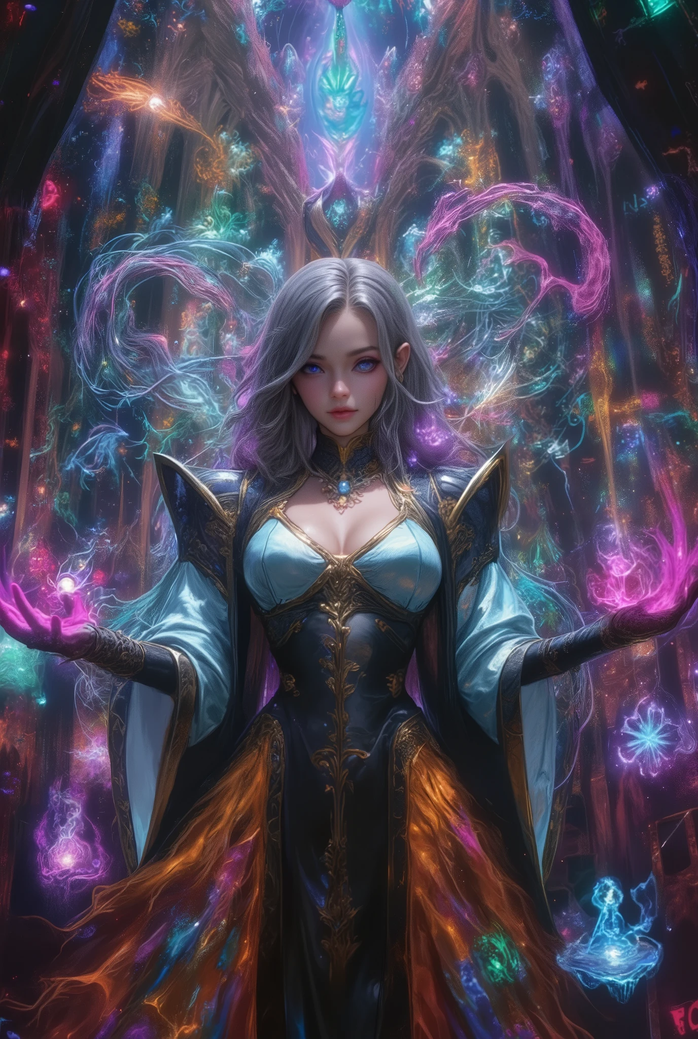 Magical Dreamland, villain, 200 Year Old Witch,  long dark hair,  the magic in her hands shines