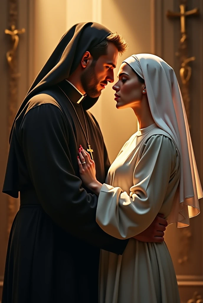 Nun in white dress kisses 20 year old man