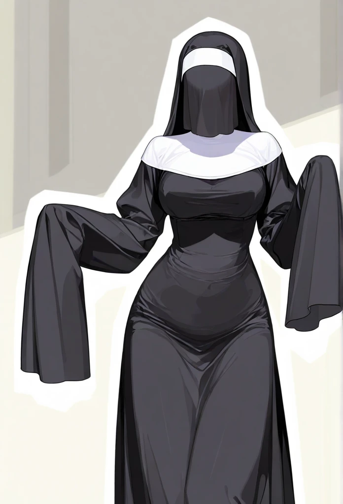 lineart, monochrome, a drawing of a nun with sexy pose, clean anime outlines, perfect lineart, clean lineart, extremely fine ink lineart, nun outfit, simple lineart, beautiful line art, anime style drawing, thick black lineart, black and white manga style, pin on anime