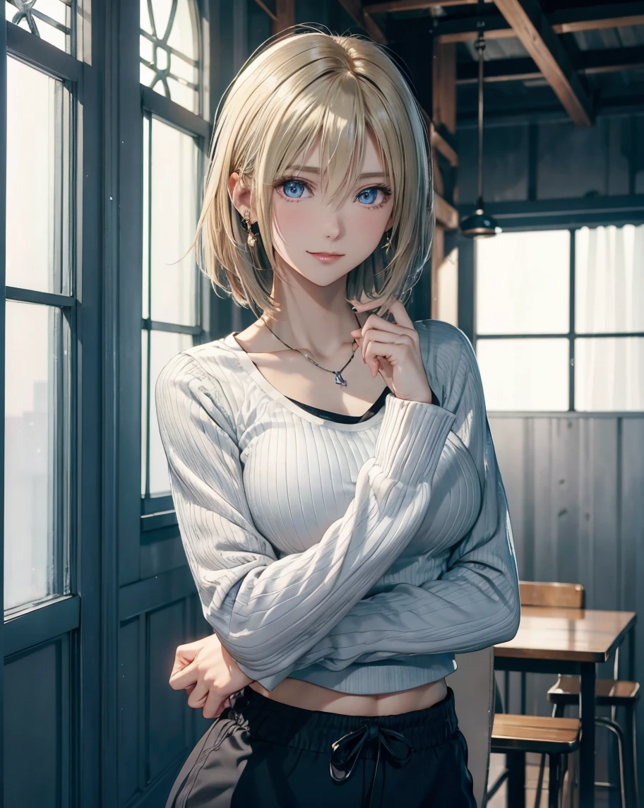 ((Biologically correct number of limbs))、((The number of fingers on one hand is 5))、((full body shot, Full body photo including face、head to toe photo))、standing position、[NSFW]、4K、masterpiece、((focus on the face))、((Symmetrical facial features))、Eyes of minute description、Beautiful woman、outstanding style、beautiful clavicle、beautiful legs、slender body、(small 、thin thighs）、(high heels）、Detailed depiction of faces、small earrings、necklace、Low - Angle、(upper body sweatshirt、lower body skirt）、Holiday morning scenery、