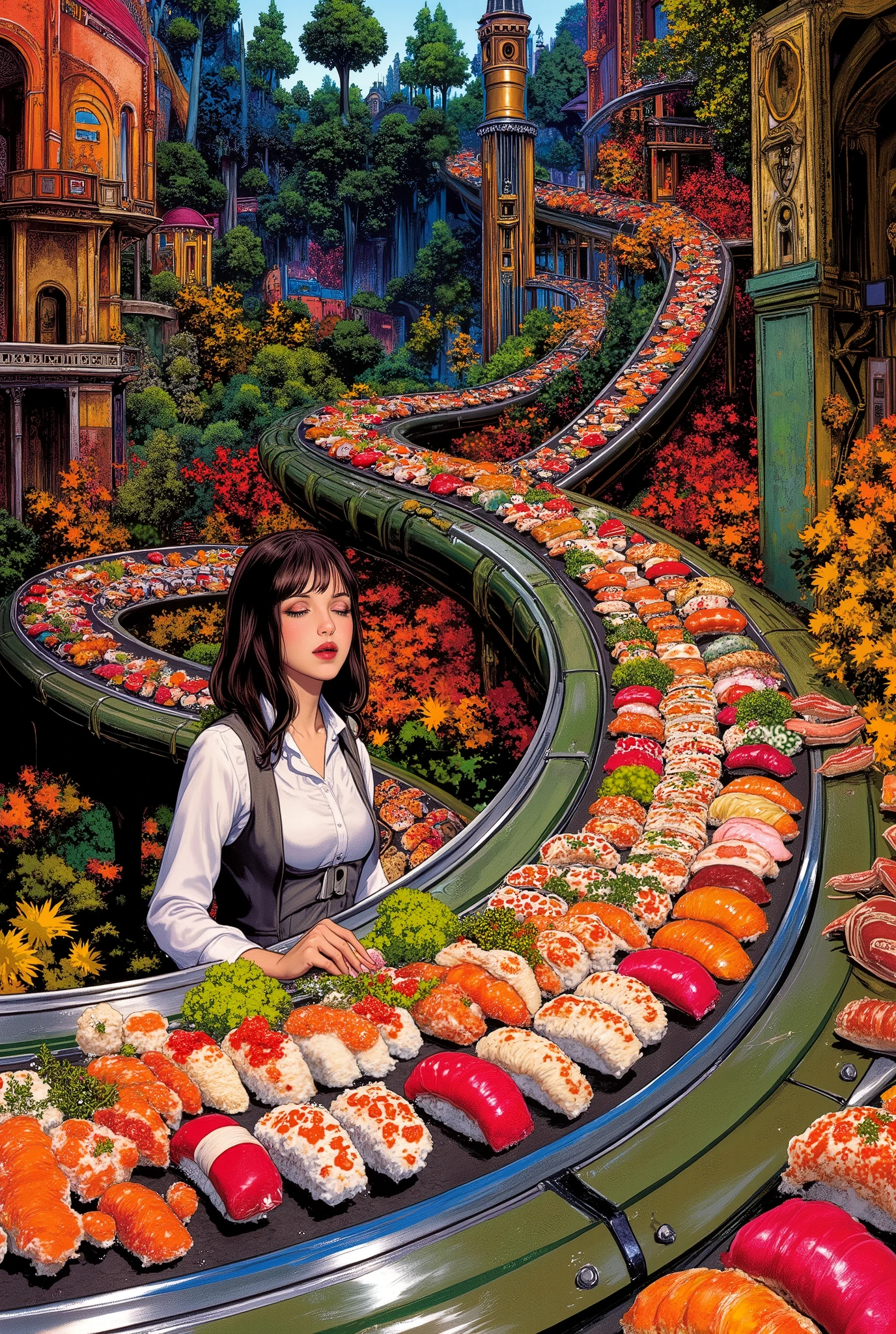 Magical Dreamland, Kazuo Umezu's manga ,  Magical Country Where You Can Endlessly Eat Sushi Made by Magic,  Sushi on a Sushi Conveyor Next 々The , A Woman Desperately Eats Sushi 