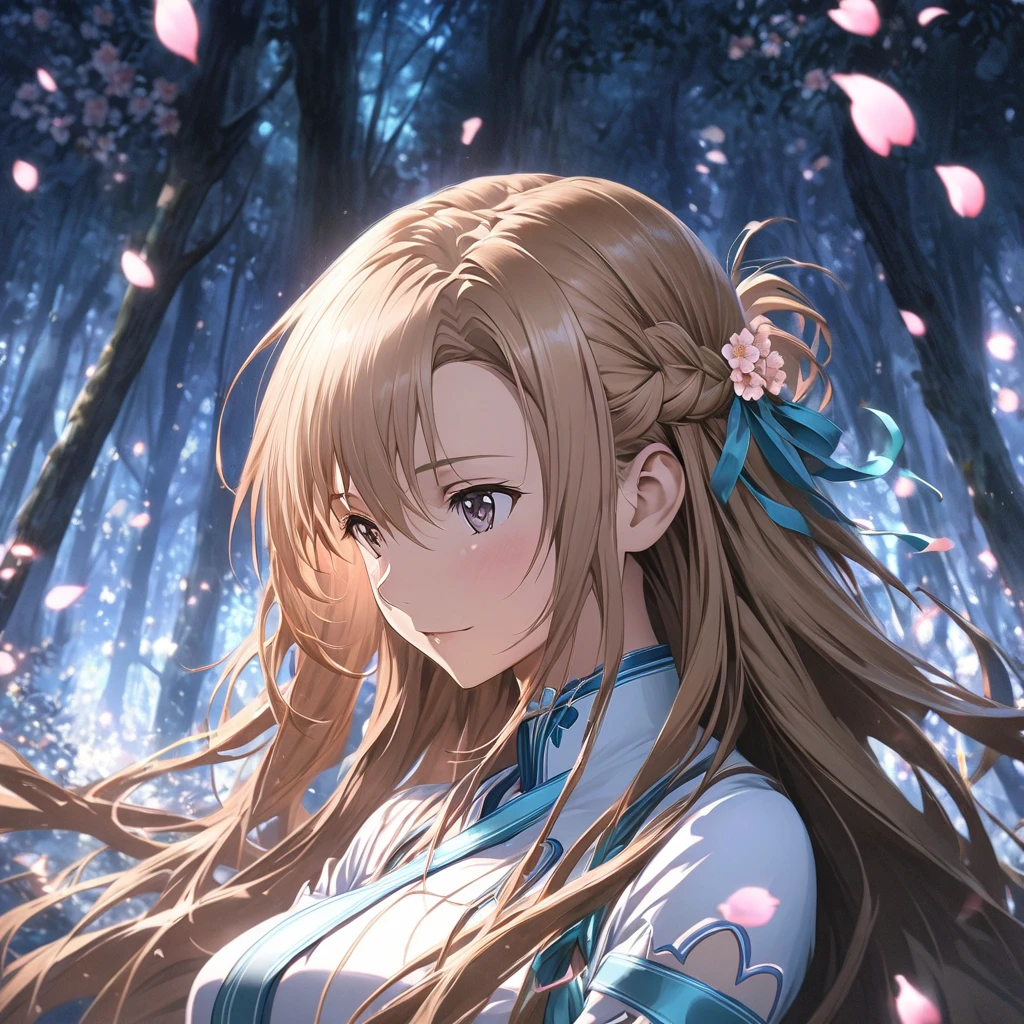 ((Highest quality)), ((masterpiece)), (detailed), (Perfect Face)、The woman is Yuuki Asuna, with light brown, semi-long hair and wearing a Hannya mask.