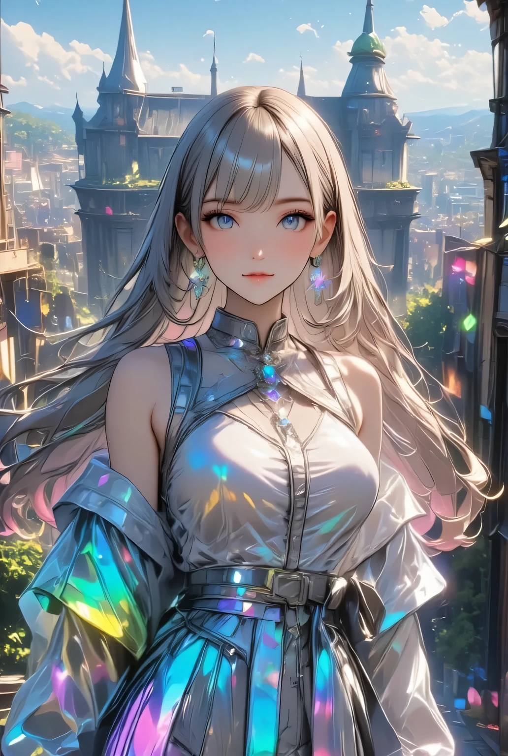 The Greatest Masterpiece, best quality :1. 2 Breathtaking Beauty , Dramatic and emotional animations, beautiful Japanese woman:1.331, A magical world wrapped in colorful colors :1.331, A world where sparkling petals flutter :1.331, A Fantastic World Where Wizards Live, She herself shines fantastically ,