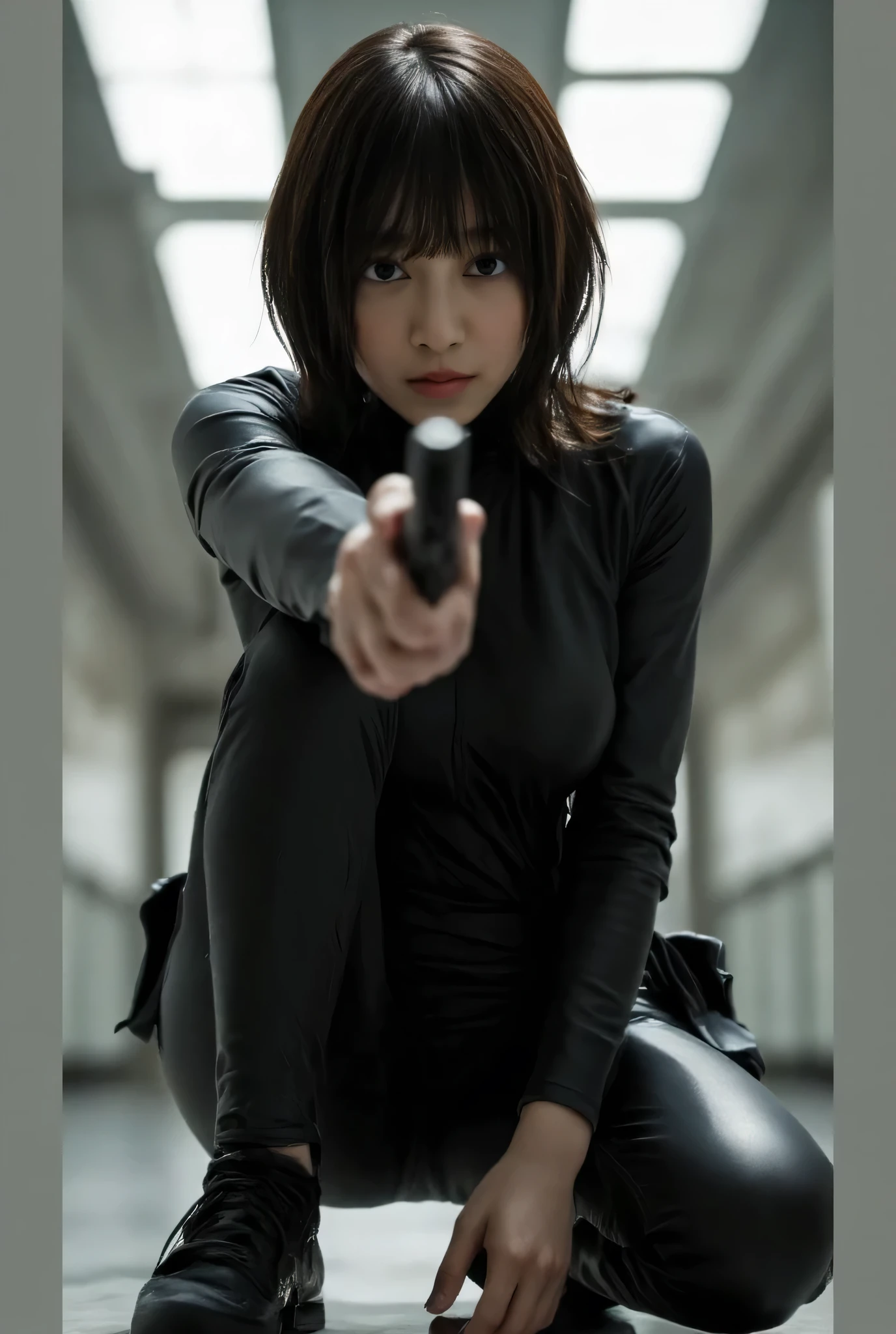 (((Super high leg bodysuit in the style of a SWAT unit from the near future:2.0))),(( Shiny Ultra High Leg Bodysuit :1.5)),cami style ,(( carefully depicts limbs based on perfect anatomy)),((  leotard:1.9)),((ear monitor:1.5)),(((Tactical Holster:1.5))),( gloves:1.5),( one woman ), cute face,Beautiful well-balanced face ,( 20 year old Japanese woman), ( Glamorous Shots of Japanese Women ),( Slender Beautiful Body :1.5),( model body type),(( big breasts:1.5)),( Accurate Depiction of Natural Nipples ),(firm nipples ),(((Bare thighs:1.8))),((Voluptuous thighs:1.5)),( delicate body:2.0),((Very sensual:1.5)),(Hold a futuristic laser gun:2.0),,(( perfect body line)),(( Ideal Proportions )),リアルな肌の質感,( natural big breasted :1.5),( black hair:1.5),( beautiful eyes:1.3),((whole body)),(( Shrimp:1.5)), crotch penetration,(( super high leg )),A harmonious posture,(((masterpiece:2.0))),( best quality :1.5),( high resolution:1.5),(UHD:1.5),( movie lights:1.5),( Delicate Depiction),((( a high-leg bodysuit made of tight latex that fits the body :2.0)),(  carefully drawn with butterfly wings ))),32K,  chicken, ultra detail,((超 high resolution)), Draw eyelashes carefully, ( very detailed face:1.5),((Highly detailed female hand:1.8)),(Wear a military jacket with an open front over a Blade Runner-style street :1.5),( Dark cyberpunk atmosphere :1.5),((( blurry background:1.5))),(Sexy appearance:1.5)