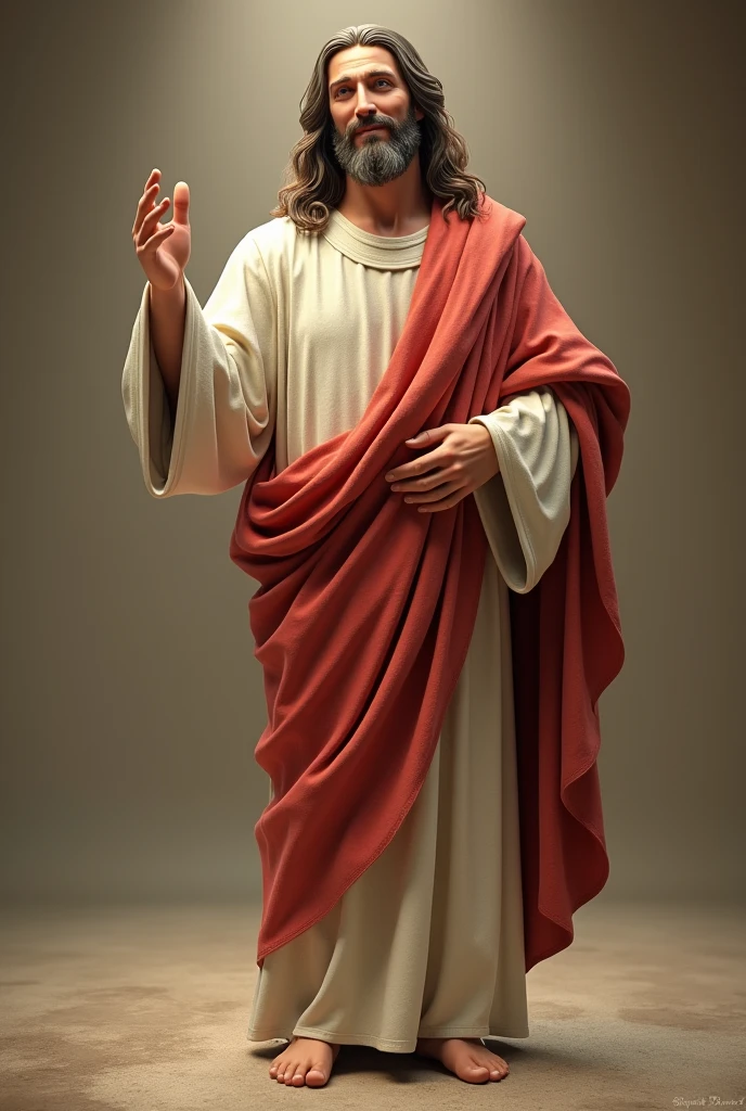 Create an image of Jesus with real reality, epic attention to detail, standing full body portrait