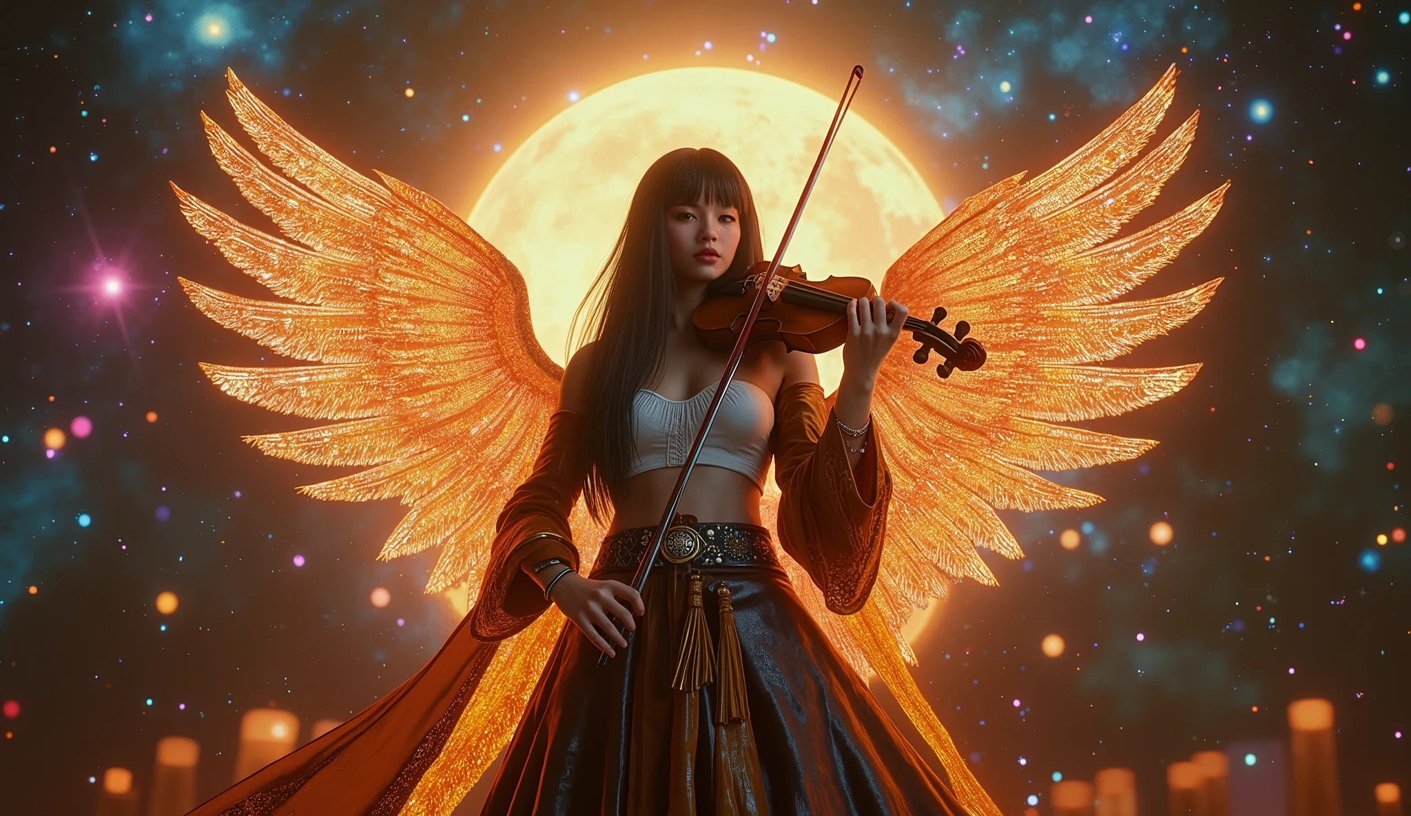 galaxy nebulas stars starry nebula_sky sunset epic sunrise spacious sun panoramic hyper Gorgeous Masterpiece ultra UnrealEngine5 deep path equirectangular_360 MusicHall Beholder❤ Goddess play violin (😘👩🎀👗violin) global forest luminescence saturate volumetric kinematic_Sunlight flash_Meticulously intricate contrast ultra_ultra high detail_max ultra high quality_ultra high definition_photorealistic optimal ultra_high resolution cgi vfx sfx precise reflection vivid color encoded enhanced Octane-rendering UHD XT3 DSLR HDR romm rgb pbr 3dcg fxaa enhanced blu-ray fkaa txaa rtx ssao opengl-shader glsl-shader post-processing post-production cel shading analog tone-mapping ultra_sharpness symmetrical focus angel surpassed wings surrounded intertwined feathers dazzling valkyrie wings "heavy metal" Will-o'-the-wisp iota pixie sprite kindergarten glamour queen knightly cosplay ((Athletic aristocratic diva tanned skin perfect obvious divine agate cheekbones effects blushing embarrassed ultra beautiful (long black hair with red streaks) (Epic bright eyes) Black Turquoise Brown Sapphires Open Mouth Smile Ecstatic Pilot Teeth Jacket Floating Fringe Lazuli Pearl Cape Levitating Off-the-shoulder Blouse White Dentelle Collarbones Papillotes Orange Satin Revealing Breasts Felt Corsait Saffron Yellow Spinel Thick Leather Skirt Wide Size Nombril Belt Heart Revealing_chastity chain pubic scarlet pubic hairy obvious silk indigo silver ornate gold padlock thighs legs garters gothic boots stainless)) onyx marble ruby background sundrop opal chain chrome flatbands tin lys emerald plasma glyph tourmaline lava magic fire summon milkweed incandescent crystalline chaos creature viceroy monarch conjuration butterfly blooming Home CGSCOSITY invocation strange monster floraison Earth reflection chef-d' tattoo sex nude nsfw varied multi etc. -