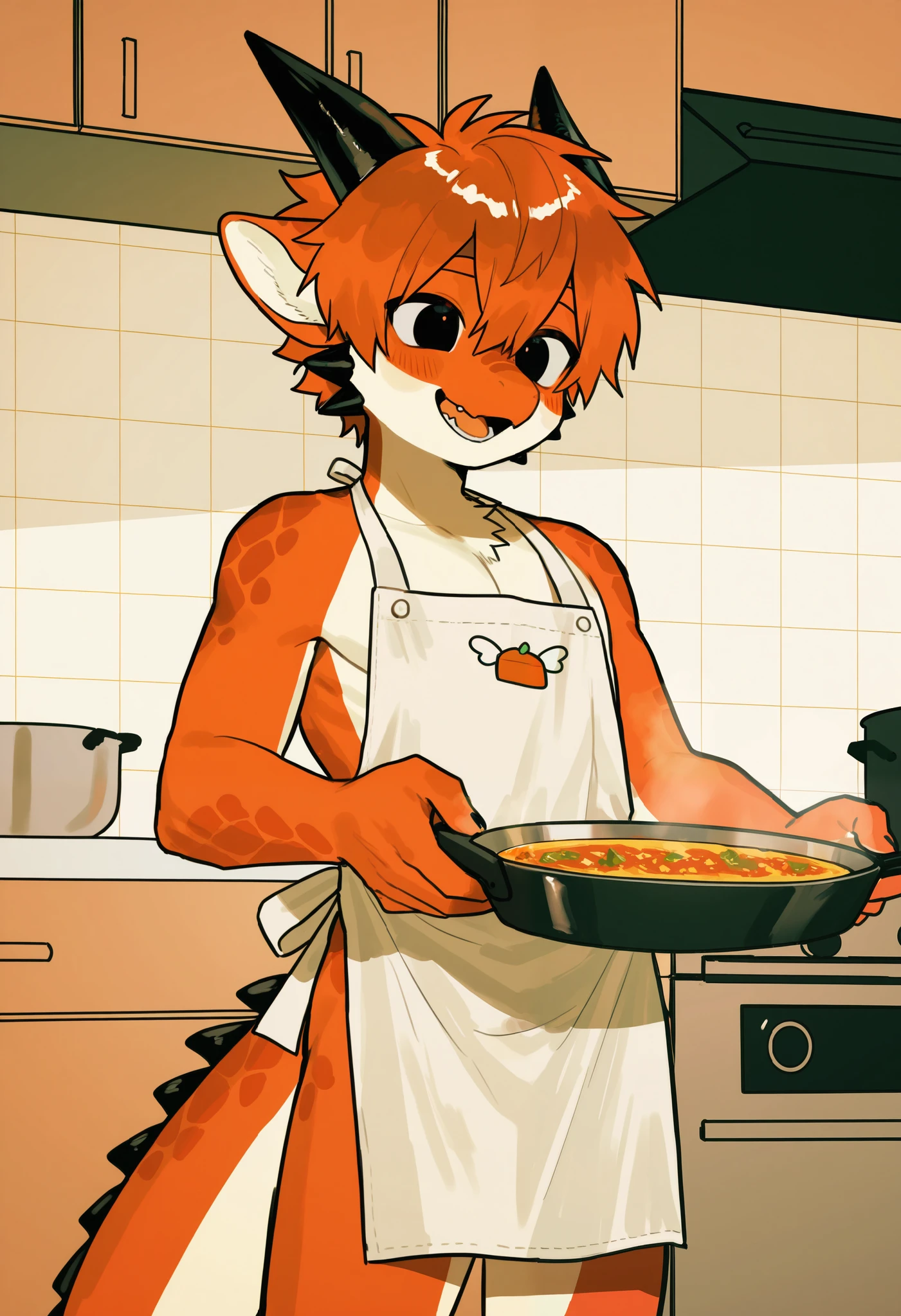 thin male solo cartoon possum by zackary911 hair over eyes, in cooking pot, small waist broad  big mane slim scruffy colorful variety of colors