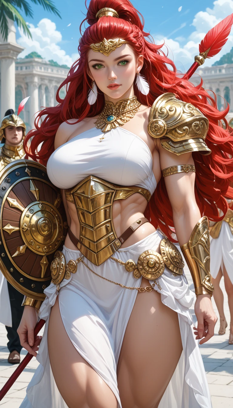a close up of a cartoon of a woman in a bikini, thick armor, bikini armor female knight, bikini armor, bikini armour, bikini-armor, nami one piece, thicc, ornate bikini armor, armor girl, marin kitagawa fanart, erza scarlet as a real person, alexstrasza, redhead queen in heavy red armor, wearing shiny breastplate