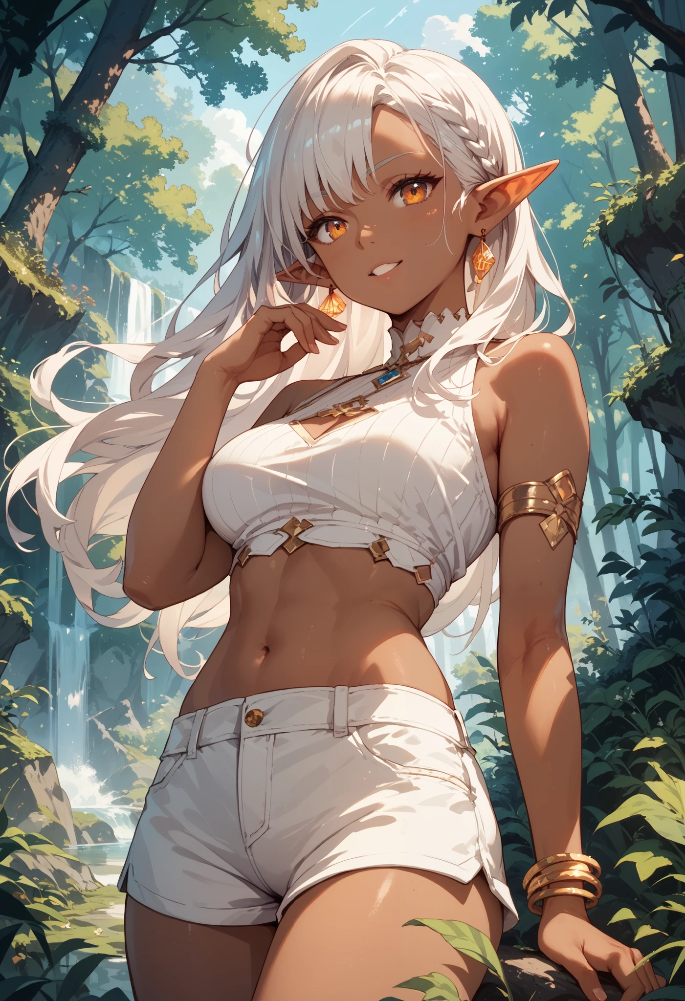 Beautiful women with white porcelin skin. long wavey, pure-white-hair.modestly dressed in White yoga pants, white yoga top and white cloak . extremely beautiful model, female, perky breasts,Wide Smile, Eyes Detailed & Wide, sexy Pose. Ultra HD, Rococo-Inspired Fantasy Art With Intricate Details. Cute, Charming Expression, Alluring-Gaze, looking at viewer Beautiful Eyes, An-Ideal-Figure. Large Youthful Well-Shaped-Breasts, Attractive ass showcased. Massive-Round-Bosom, slim waist, fit body, full lipsWarm lights , woman in a dreamy tropical rainforest at night, , delicate face, realistic, real, slim, large aperture, sexy shots, attractive poses. symmetrical face, photorealistic, photography, path tracing, specular lighting, volumetric face light, path traced hairmaximum quality{(masutepiece) (8K High Resolution) (top-quality). Karen Gillan with white hair.
