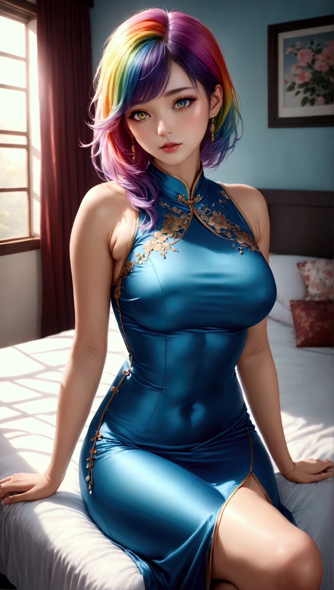 Top quality, 8k, 32k, Masterpiece, photo realistic, realistic, ada woman in blue posing for a photo, nami from one piece, nami one piece, cosplay anime girl, beautiful portrait of nami, cosplay anime, nami, cosplay ayaka, from one piece, cosplayer, cosplay glamourous, anime character full body art, cosplay, cosplay photo, cool, professional makeup, necklace, very big breasted woman, (seductive pose), Sexy, beautiful white face shining, beautiful face, pink cheeks, beautiful lips, porcelain skin, detail intricate, super detailed, super high, highest detailed, high detailed, delicate, incredible detailed, fine detailed, cinematic lighting, top quality, masterpiece, smooth and beautiful, CG , unity, 8k wallpaper, Stunning, fine detail, unity CG wallpaper 8k ultra detailed, large file size, ultra detailed, high resolution, incredible detail, stunning detail, depth of field, oil painting effect in Rembrandt art style, concept portrait art in Stanley Artgerm Lau style, WLOP, trending on Artstation, epic, trend in society, detailed digital painting, very high quality model.