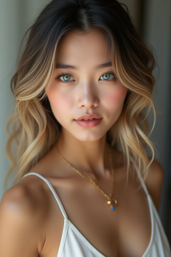 oman with matching tank top and panties, fille sexy aux yeux bleus, Portrait Sophie Mudd, Portrait de Corinna Kopf, cheveux blonds et grands yeux, selfie of a young woman, ohne Maquillage, maquillage naturel, Look directly into the camera, Visage avec Artgram, dezentes Maquillage, Superbe photo du corps entier, dans la chambre, gros seins, Blonde, Latin, naked, nsfw, nude, horny