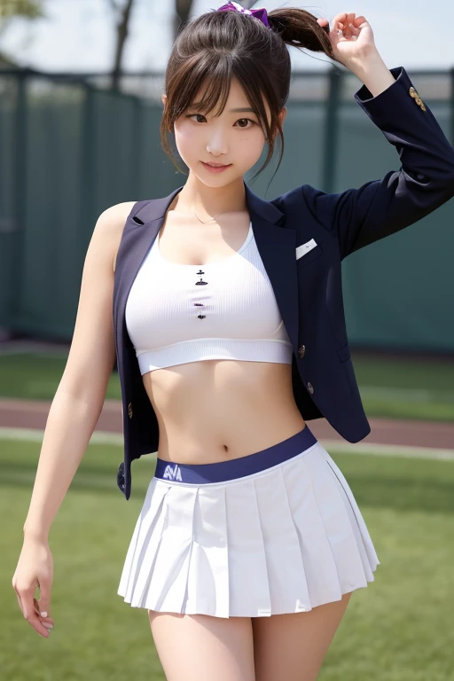 ((Medium Long Hair:1.3)), ((straight legs:1.3)),(Mole under the corner of the right eye:1),8k, Tabletop, RAW Photos, Highest quality, Very detailedな CG Unity 8k 壁紙, Written boundary depth, Natural light, Lens flare, Ray Tracing, (Very beautiful face, Beautiful Lips, Beautiful Eyes), Exquisitely detailed face, ((Very detailedな肌)) One Girl, Cute Korean Girl, K-POPアイドル, ((1 girl)), (Very slim and slender fit muscular body:1.3), ((The whole body is facing upwards:1.3)),(はにかんだsmile:1.3), Clear Eyes, (Pale skin), (Big eyes),(Black Hair),Very slim, Mid-chest, In front of eyebrows, Thick thighs,Highest quality, Highest quality, 16K, Unbelievably absurd, Very detailed, 2.5D, delicate and dynamic, Confetti、 flag, Very delicate look, Delicate eye depiction, Very Fine Hair,erotic, Sexy Woman, Healthy body shape, Cheerleader、Sexy long legs, Glowing Skin, , ((派手な赤いCheerleaderのコスチューム, mini skirt、Audience seats、Stadium))、Embellished bodysuit、Stick your butt out、On all fours、Point your ass to the camera、Back view、Sweaty、Backwards、back、back view、Show your ass、Accentuate your butt、D cup breasts、Cleavage、Perfect hands、Put your hands behind your back、smile