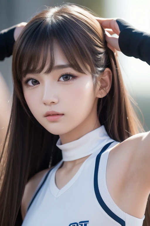 Not safe for work, The best masterpieces, absurderes, (ultra-quality: 1.32), (Ultra high definition: 1.4), (超A high resolution: 1.3), (CG Unity 8K wallpaper: 1.2), (Detailed eyes and skin: 1.35), (detailed facial features: 1.25), (Detailed pupils: 1. 36), precise and perfect human body structure, (authentic skin: 1.26),
hyper realistic photography, foco nítido, High dynamic range, Face Light, Dynamic lighting, Cinematic lighting, Professional Shadows,
drooing eyes, long eyeslashes, bags under eyes, brown haired, thick bangs, curlyhair, shinny hair, Happy smiling face、
Playing tennis, In the background of the Olympics, cheering crowds、