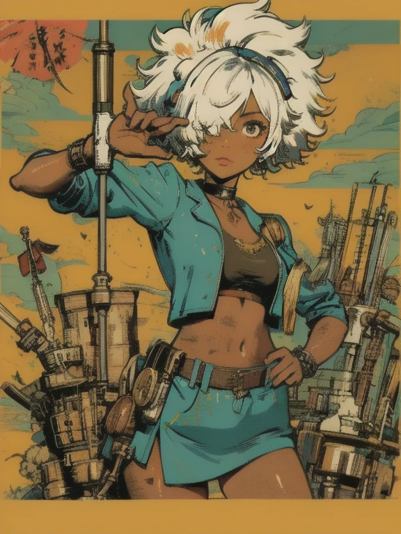 (masterpiece:1.3), (best quality:1.2), (illustration:1.2), (ultra detailed:1.2), 1girl, close up face,solo, small , short hair, topknot, forehead, freckles, looking at viewer, roxie ,white hair, blue eyes, smile, happy, striped dress, striped, dress, bike shorts, boots, pale skin,  simple backgorund,