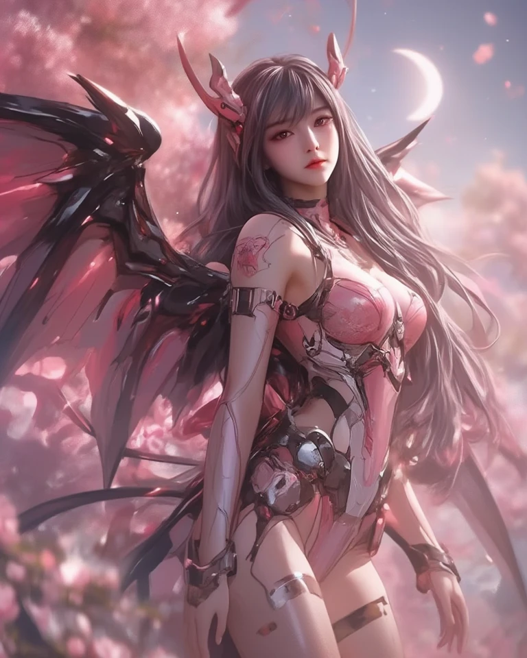Masterpiece, absurderes, Best quality, standing, Pelvic curtain, Thorns, Wings, Large breasts, tightsuit, forest, Plumeria_Summer