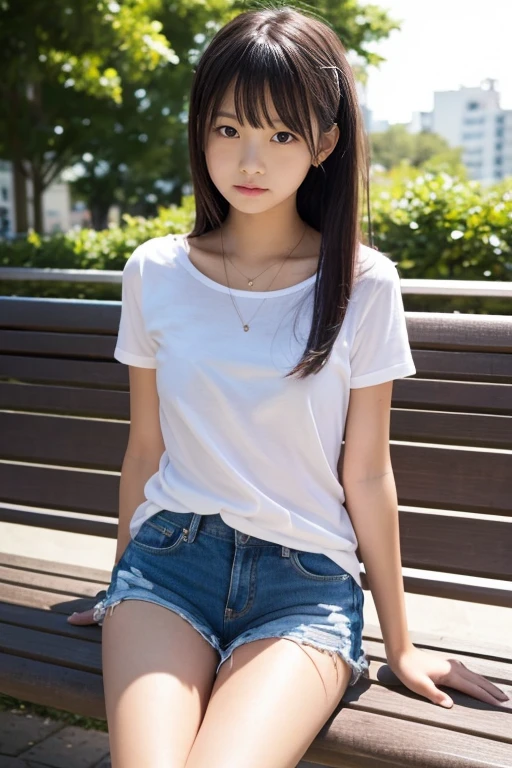 Filipino elementary school girl, thin, casual clothes, bare shoulders, Legazpi, Philippines