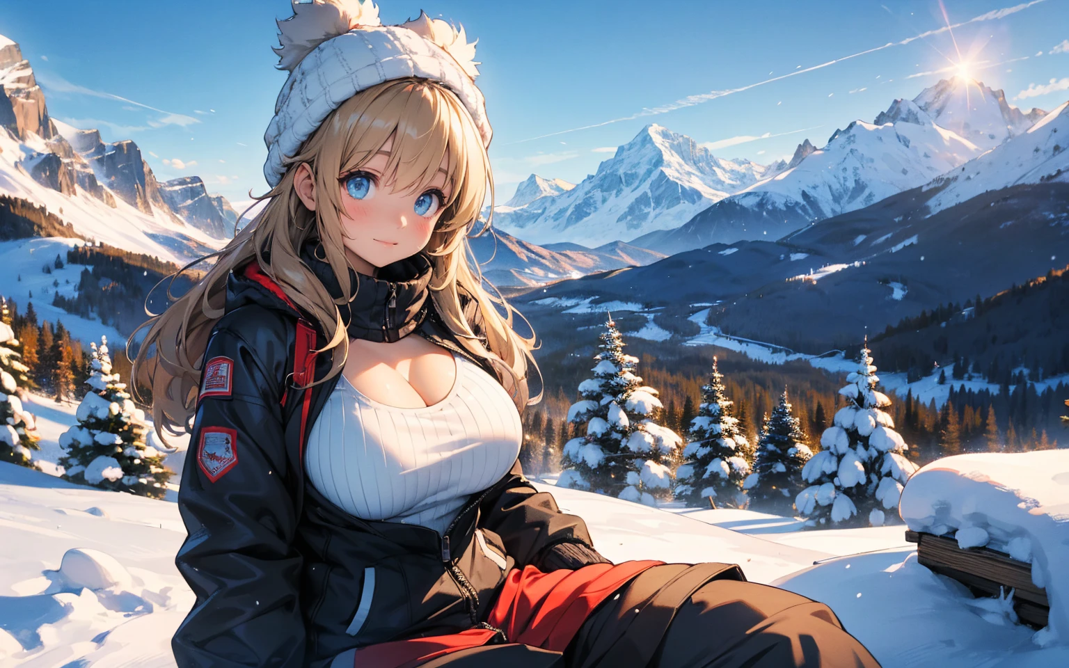 ((Seductive lady:1.3, solo:1.2))、((fusion of fox and lady:1.3))、((fox tail:1.2))、((winter mountains background:1.4))、((outdoor))、((snowing:1.3))、((blizzard:1.3))、((cowboy shot:1.3))、((pelts clothes:1.2))、((fur boots:1.2))、((dynamism posing:1.3))、((Open crotch:1.3))、((bent down:1.2))、((huge breasts:1.3))、((underboob:1.2))、((wedgie:1.2))、((Glossy realistic skin texture:1.2))、((shiny skin:1.2))、((Meticulously drawn hands))、perfect anatomy、masterpiece, ultra-detailliert, 8k, hiquality, Top image quality, Smooth texture、Sharp Focus, watercolor