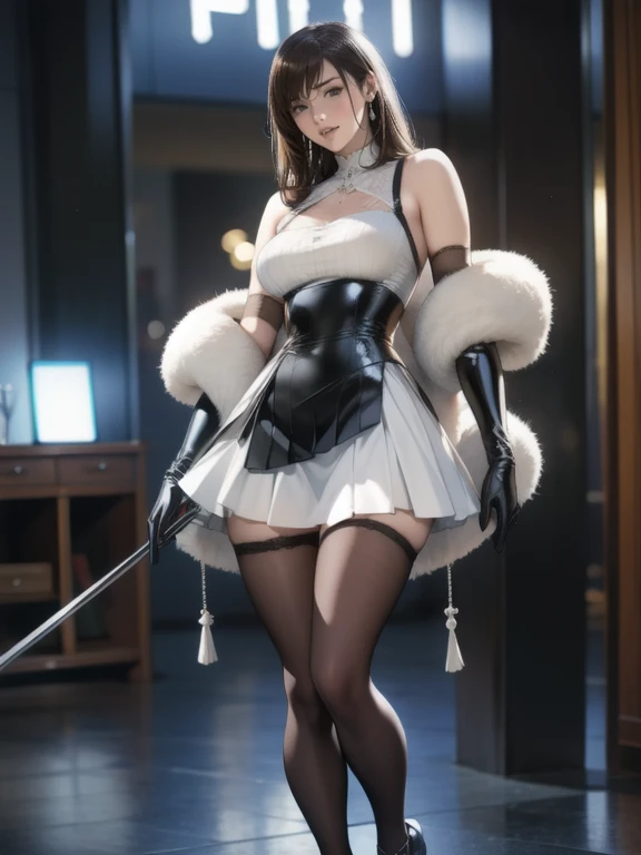 shiranui mai, bunny, black corset, white cuffs, white gloves, black fishnet pantyhose
