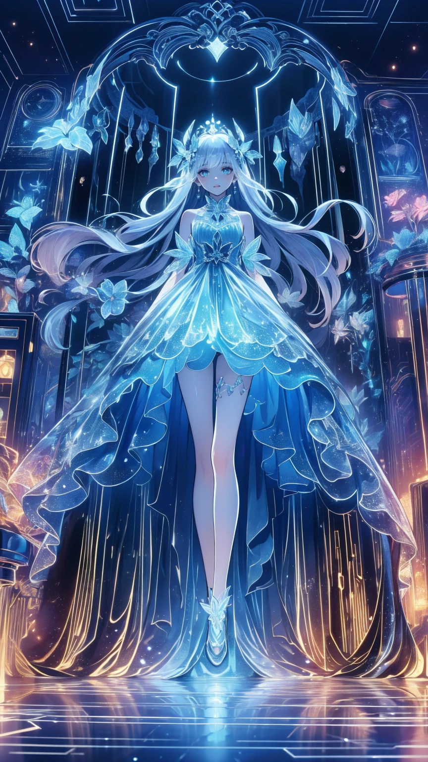 theme:Magical Dreamland /Magical Dreams / Magical Dream World、 creates an illustration of a fantastic space filled with countless finely crafted clocks..  Each watch exudes nostalgia and wonder ,  The overall look creates a charming and nostalgic atmosphere ..  These watches float in a cosmic space .,  A highly detailed CG Unity character wearing a , .  stands at the center of this enchanting scene , a young girl, Her Presence、 adds innocence and curiosity to the space . The mystery of her big eyes 、 reflects the magical essence of this scene ,  The entire illustration is dreamy and fascinating ..
