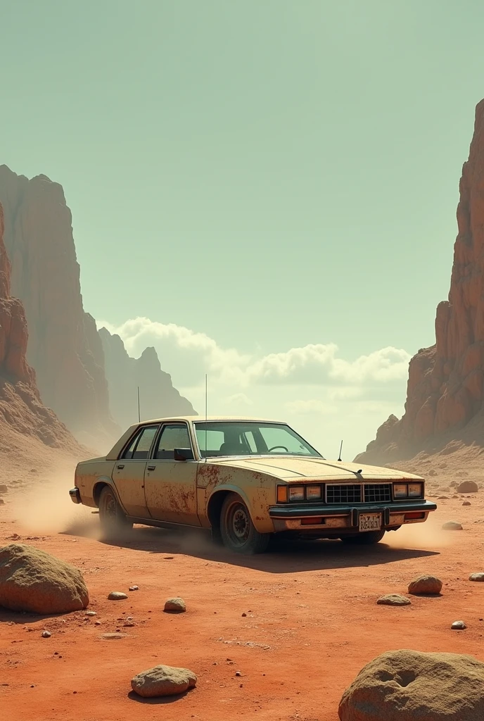 In a post-apocalyptic wasteland, the mind-bending meatloaf entity cyborg stands against a blood-red sky, its form a blend of twisted metal and grotesque flesh, a symbol of technological corruption. The environment is a barren desert, with cracked earth and shattered remnants of civilization scattered around. The atmosphere is suffused with a sense of dread and hopelessness, as if the world itself is on the brink of collapse. The style is a dramatic digital painting, using bo