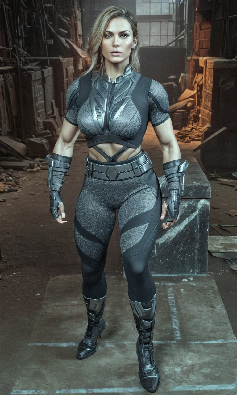 full body portrait of a beautiful young Congolese lady, short hair, (sci-fi:1.2), masterpiece, intense shadows, ambient light, illustration, (thick outlines:1.2), cartoon, highres, drawn by Inoue Takehiko, (Yoji Shinkawa:0.9), Jakub Rozalski, (kuvshinov:1)