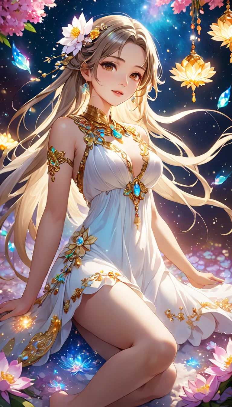 A stunning golden-haired maiden with fair skin, holding a mesmerizing crystal ball in her delicate hands. (beauty:1.5), (ethereal:1.3), (long flowing hair:1.2), (sparkling blue eyes:1.2), (enchanted atmosphere:1.4), (crystal ball:1.3), (mystical:1.2), (fairy-like:1.3), (soft lighting:1.2), (dreamy:1.3), (intricate details:1.4)