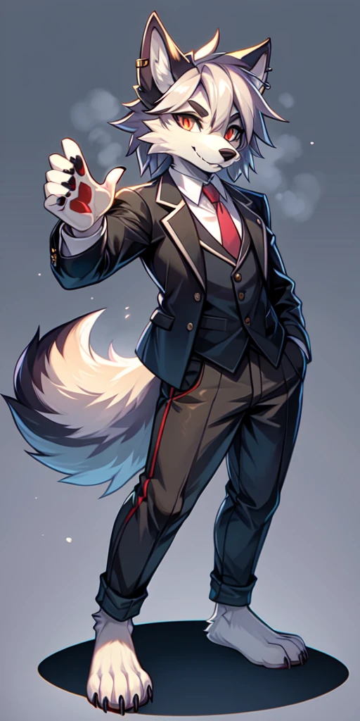Wolf,beast,Humanoid,tobacco,suit,sexy,Sidelong glance,Small face,Single,breast enhancement