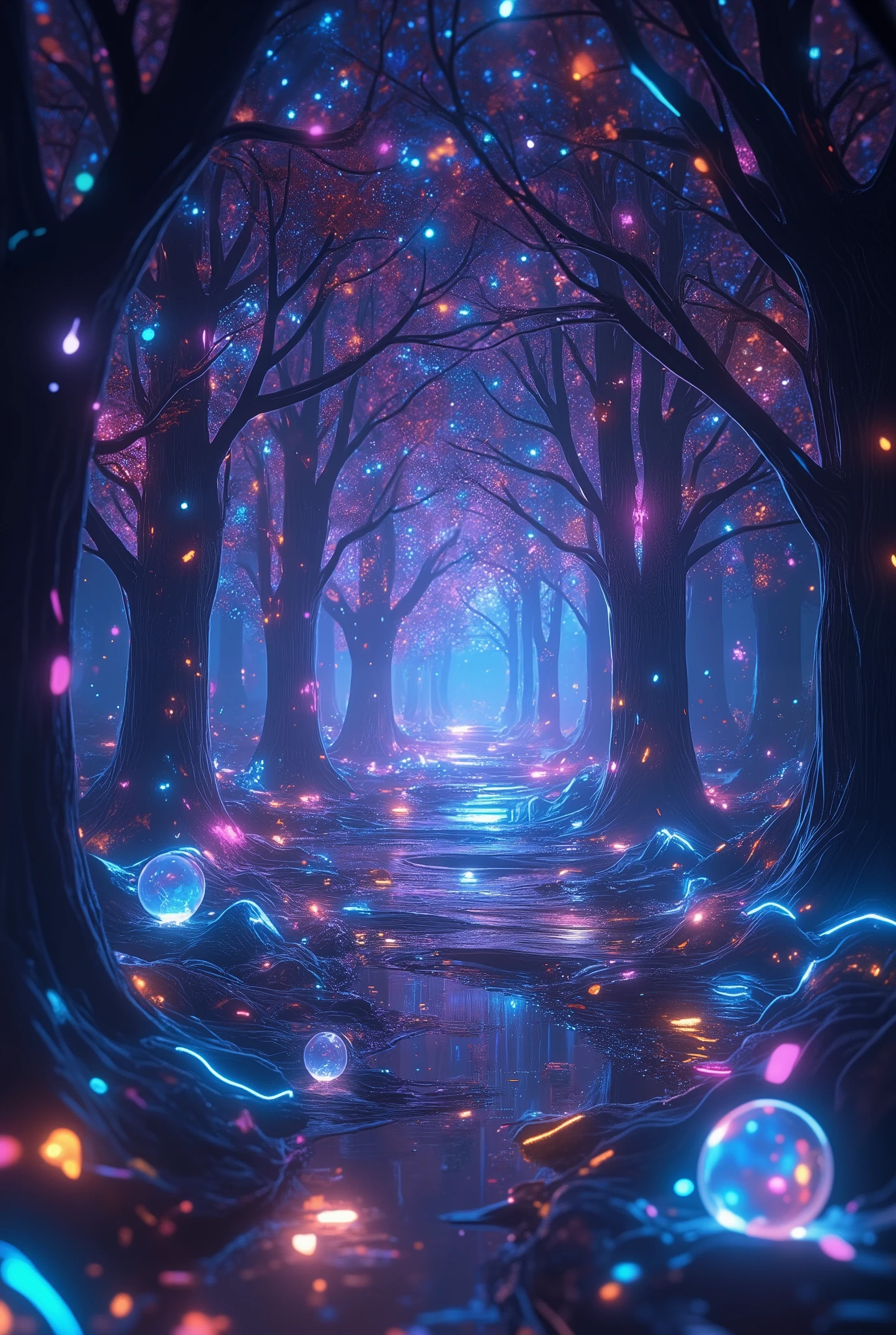 glow line art, translucent land, written by the colorful glow line, sharp shining, variable color, like a magic effect, extremely high-detailed, ultra fine detailed, structured by the clear neon multicolor, blur, amazing landscape, shining view,