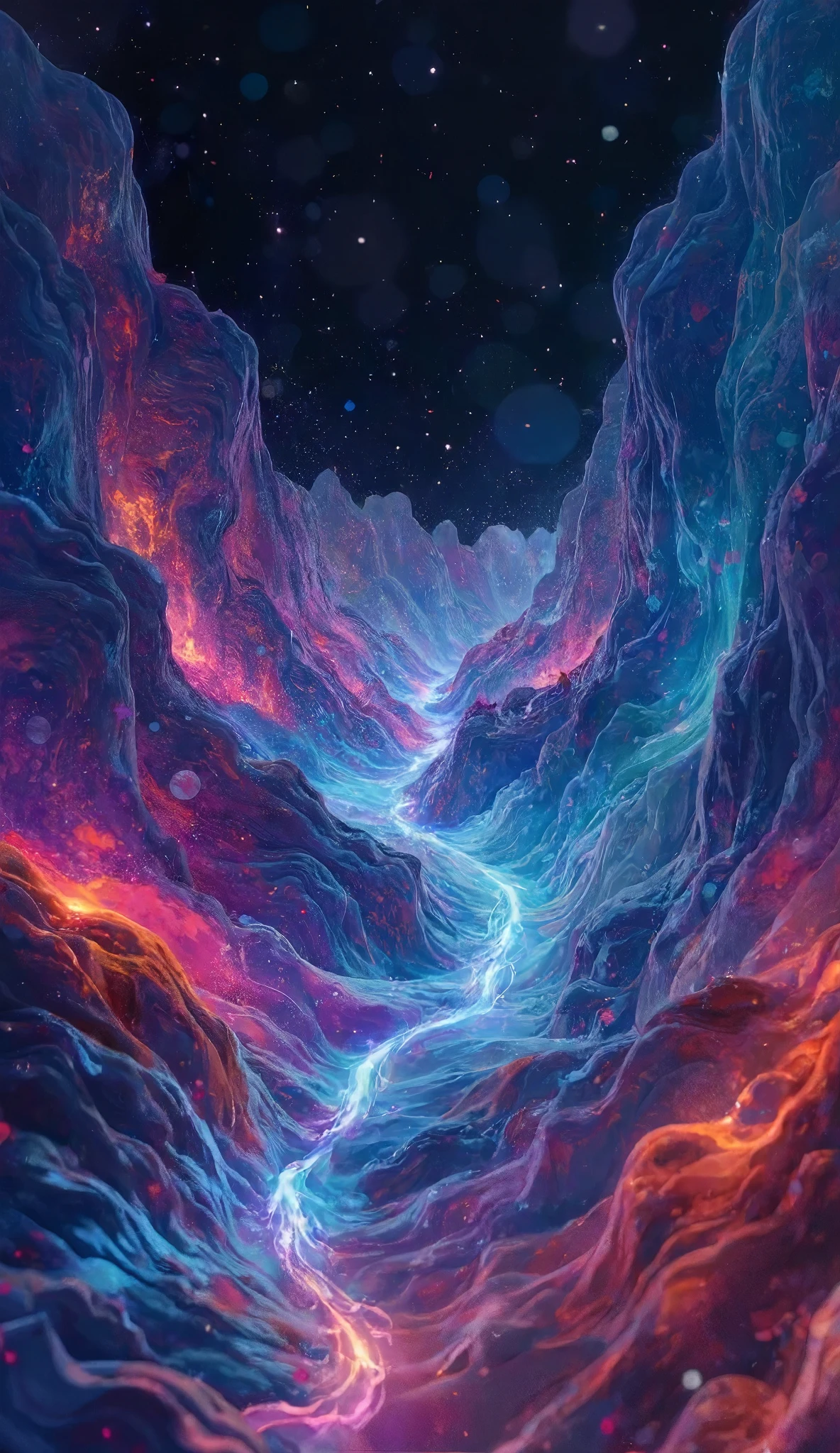 glow line art, translucent land, written by the colorful glow line, sharp shining, variable color, like a magic effect, extremely high-detailed, ultra fine detailed, structured by the clear neon multicolor, blur, amazing landscape, shining view, beautiful dream, ARW