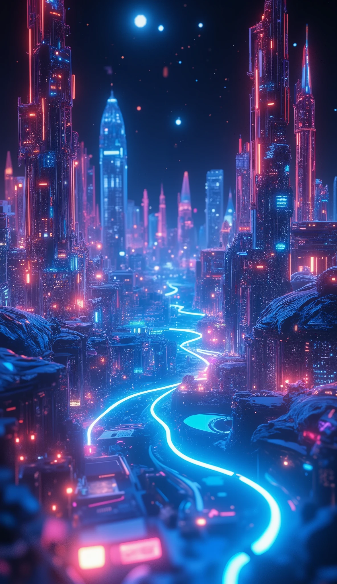 glow line art, translucent land, written by the colorful glow line, sharp shining, variable color, like a magic effect, extremely high-detailed, ultra fine detailed, structured by the clear neon multicolor, blur, amazing landscape, shining view, beautiful dream, ARW