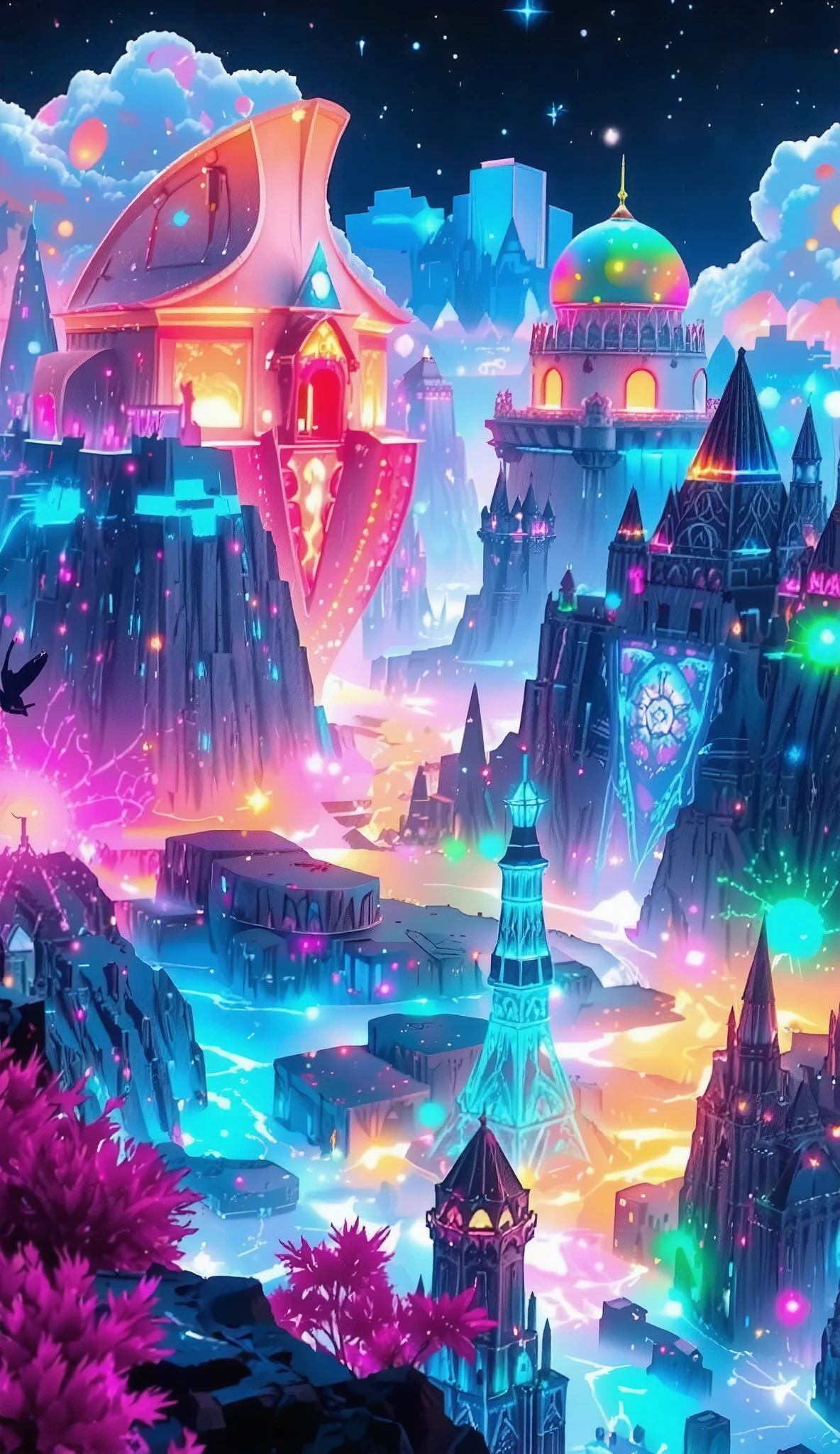 glow line art, translucent land, written by the colorful glow line, sharp shining, variable color, like a magic effect, extremely high-detailed, ultra fine detailed, structured by the clear neon multicolor, blur, amazing landscape, shining view, beautiful dream, ARW